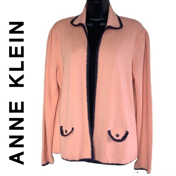 Anne Klein blush pink/orange knitted open cardigan/sweater - Picture 1 of 11